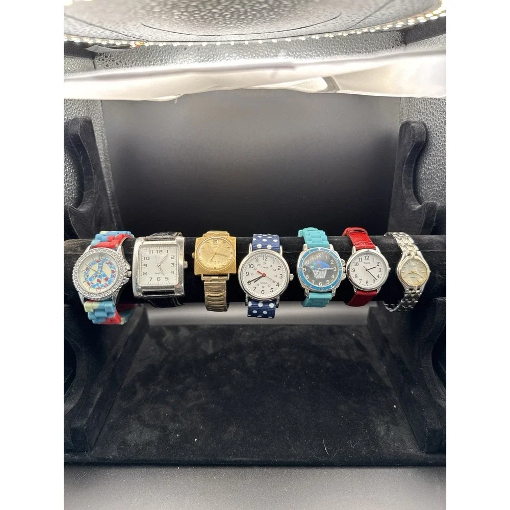 Lot of 7 Watches Timex + Fashion Watches Mixed Styles Parts Repair Untested